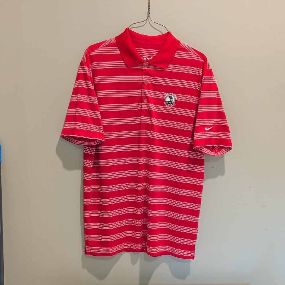 Nike Men's Polo Shirt in Red and White Stripes